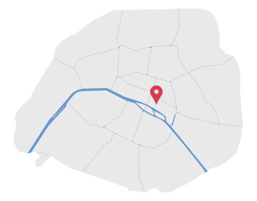 Carte de paris avec position de la clinique